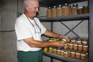 As we do with all our canned stock, we labeled the apple jam and placed it immediately in the root cellar.